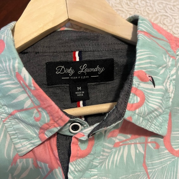 Dirty Laundry Men’s  Pink Flamingo Button Up - Picture 2 of 4